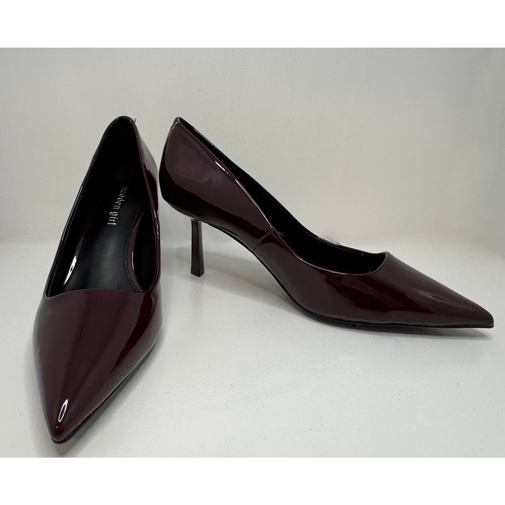 Madden Girl Brynnn Vamp Patent Pumps Pointed Toe Heels burgundy merlot SZ 8 - Picture 10 of 16